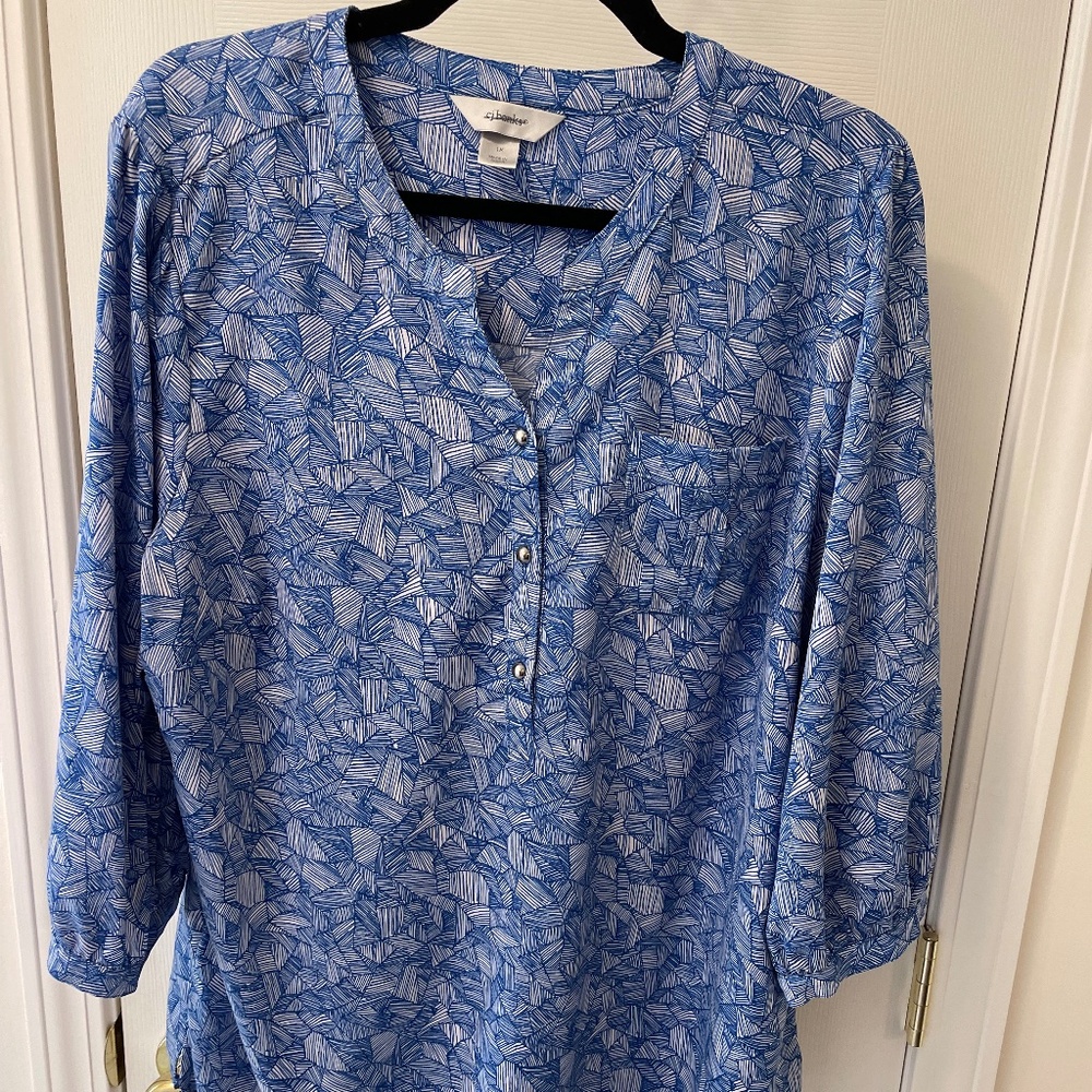 CJ Banks Blue and White Blouse